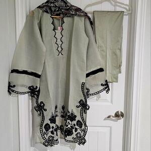 NWT Cotton Silk Kurta Tunic Pakistani Desi Indian‎ Outfit Set 3 pieces